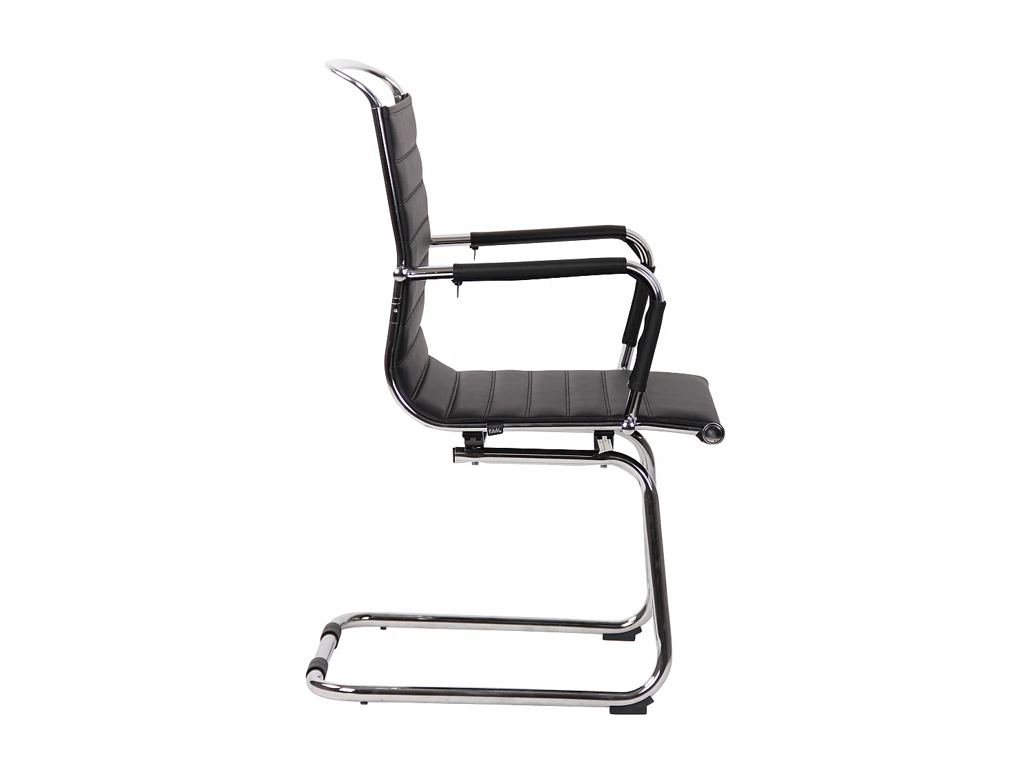 Conjunto de 2 sillas de conferencia oficina diseño moderno polipiel negro estructura metálica M10_001175