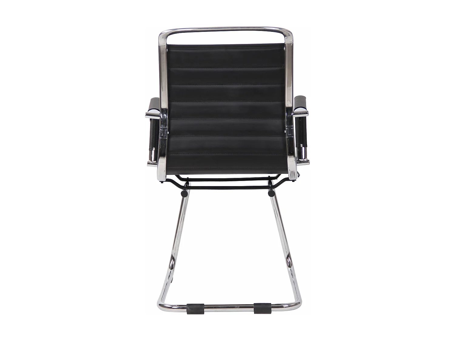 Conjunto de 2 sillas de conferencia oficina diseño moderno polipiel negro estructura metálica M10_001175