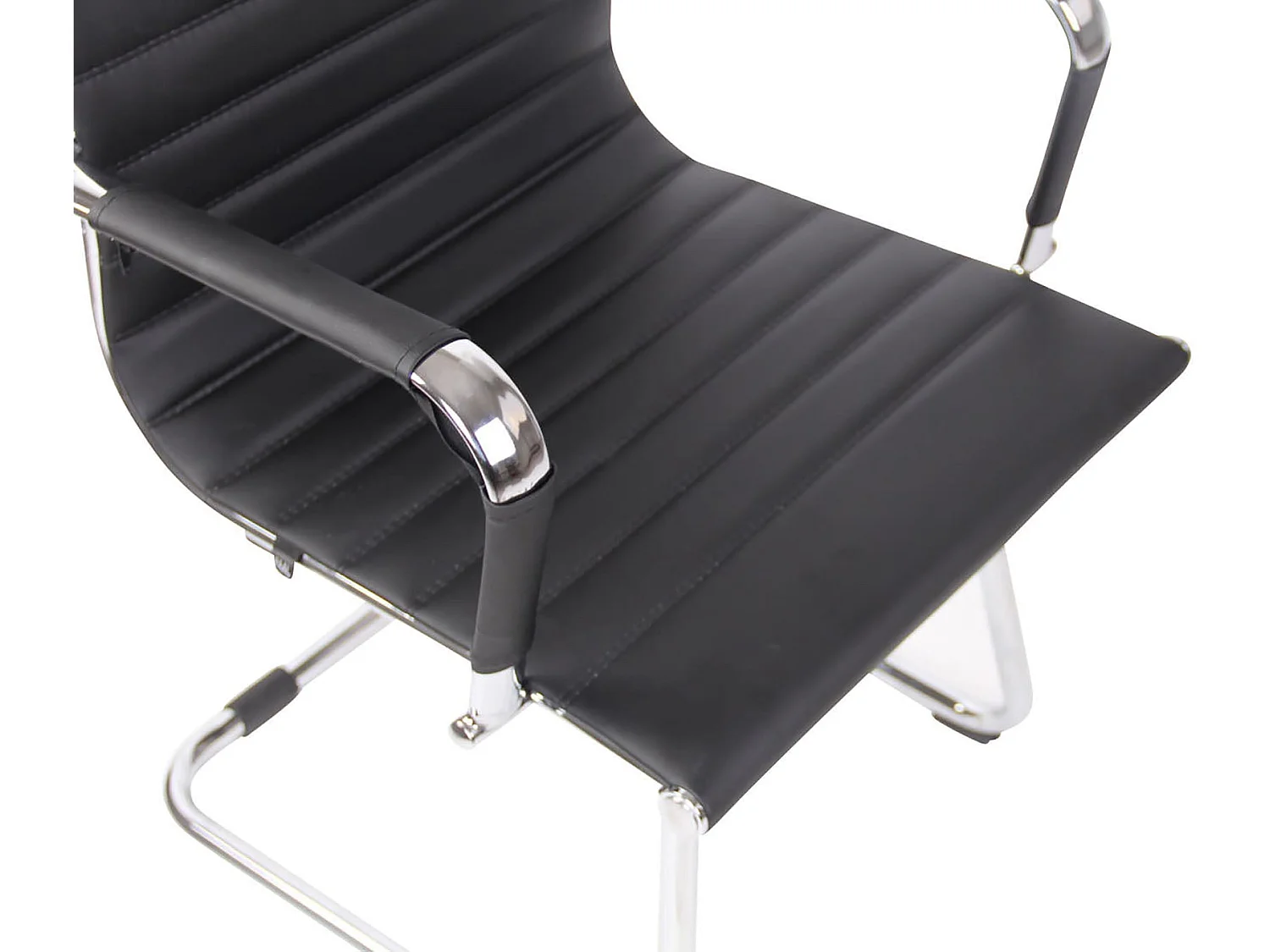 Conjunto de 2 sillas de conferencia oficina diseño moderno polipiel negro estructura metálica M10_001175