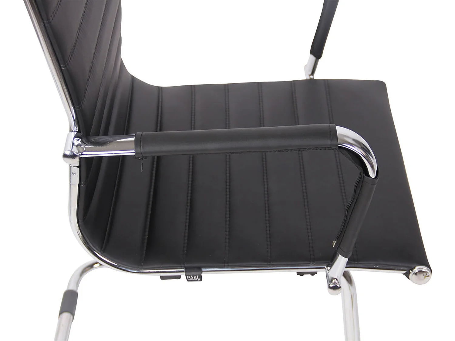 Conjunto de 2 sillas de conferencia oficina diseño moderno polipiel negro estructura metálica M10_001175