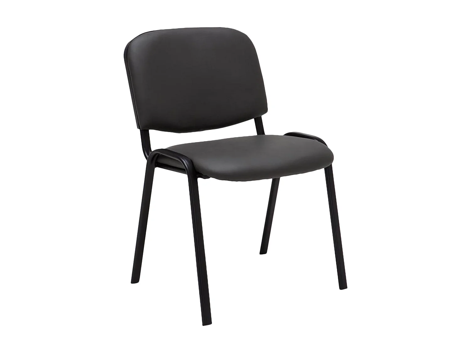 Silla de escritorio y oficina sin ruedas asiento ergonómico polipiel gris y metal negro mate M10_002430
