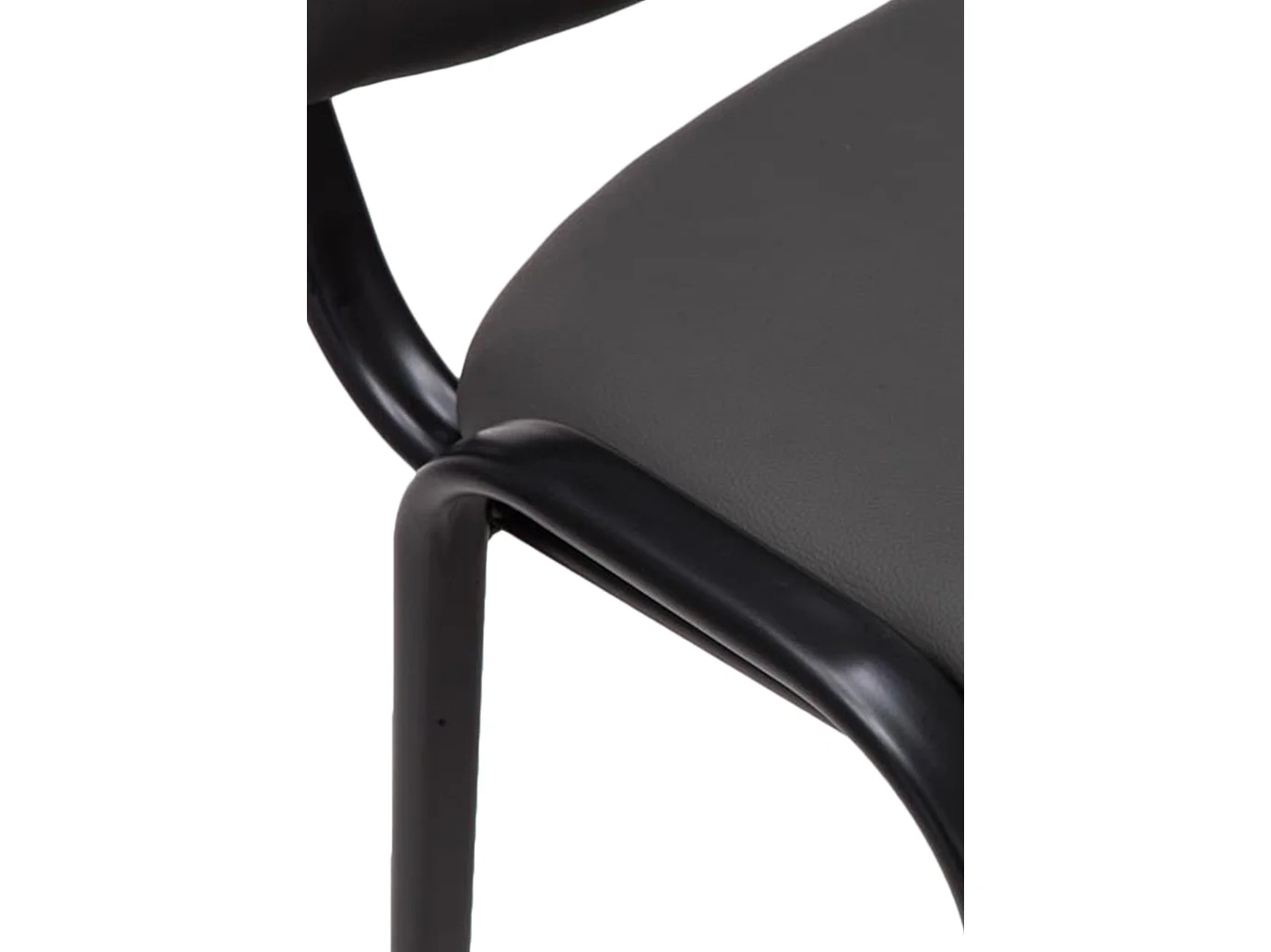 Silla de escritorio y oficina sin ruedas asiento ergonómico polipiel gris y metal negro mate M10_002430