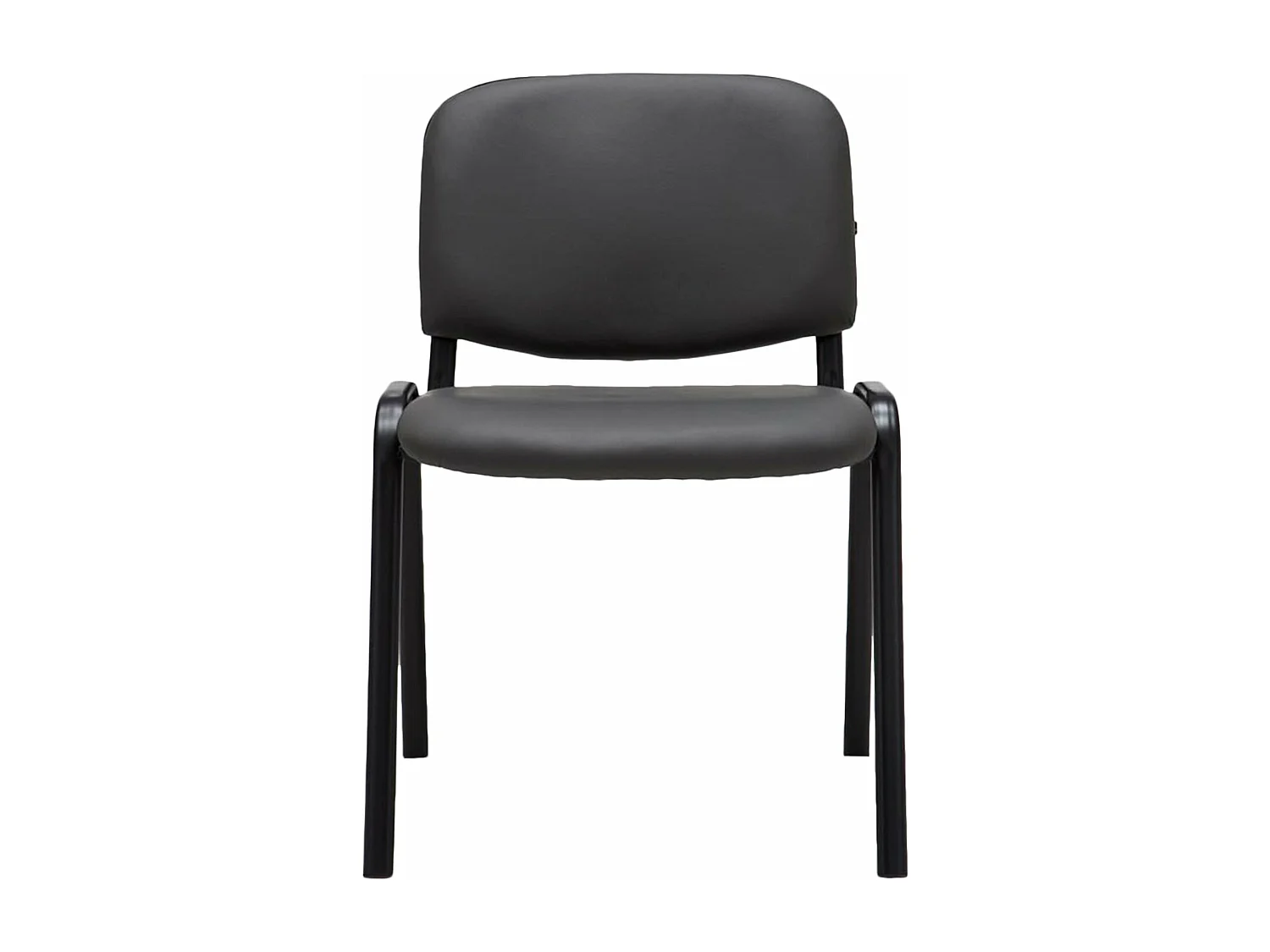 Silla de escritorio y oficina sin ruedas asiento ergonómico polipiel gris y metal negro mate M10_002430
