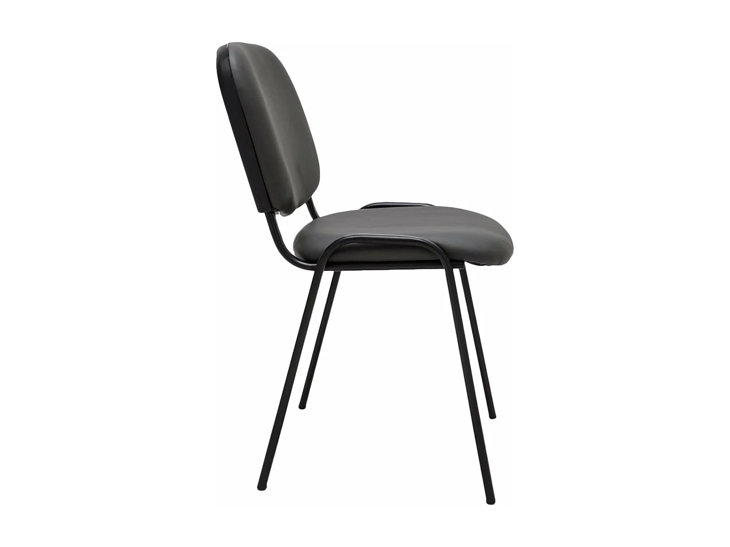Silla de escritorio y oficina sin ruedas asiento ergonómico polipiel gris y metal negro mate M10_002430