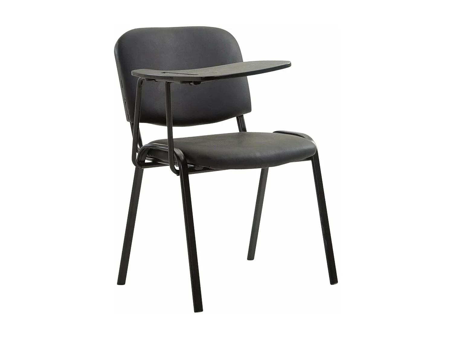Silla de visita con mesita plegable escritorio polipiel negro y soporte de metal negro M10_001950