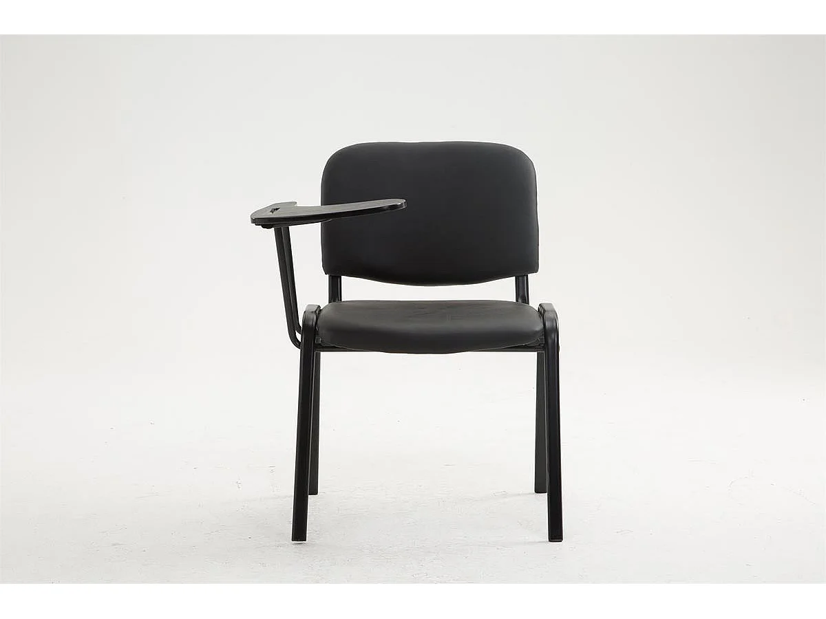 Silla de visita con mesita plegable escritorio polipiel negro y soporte de metal negro M10_001950
