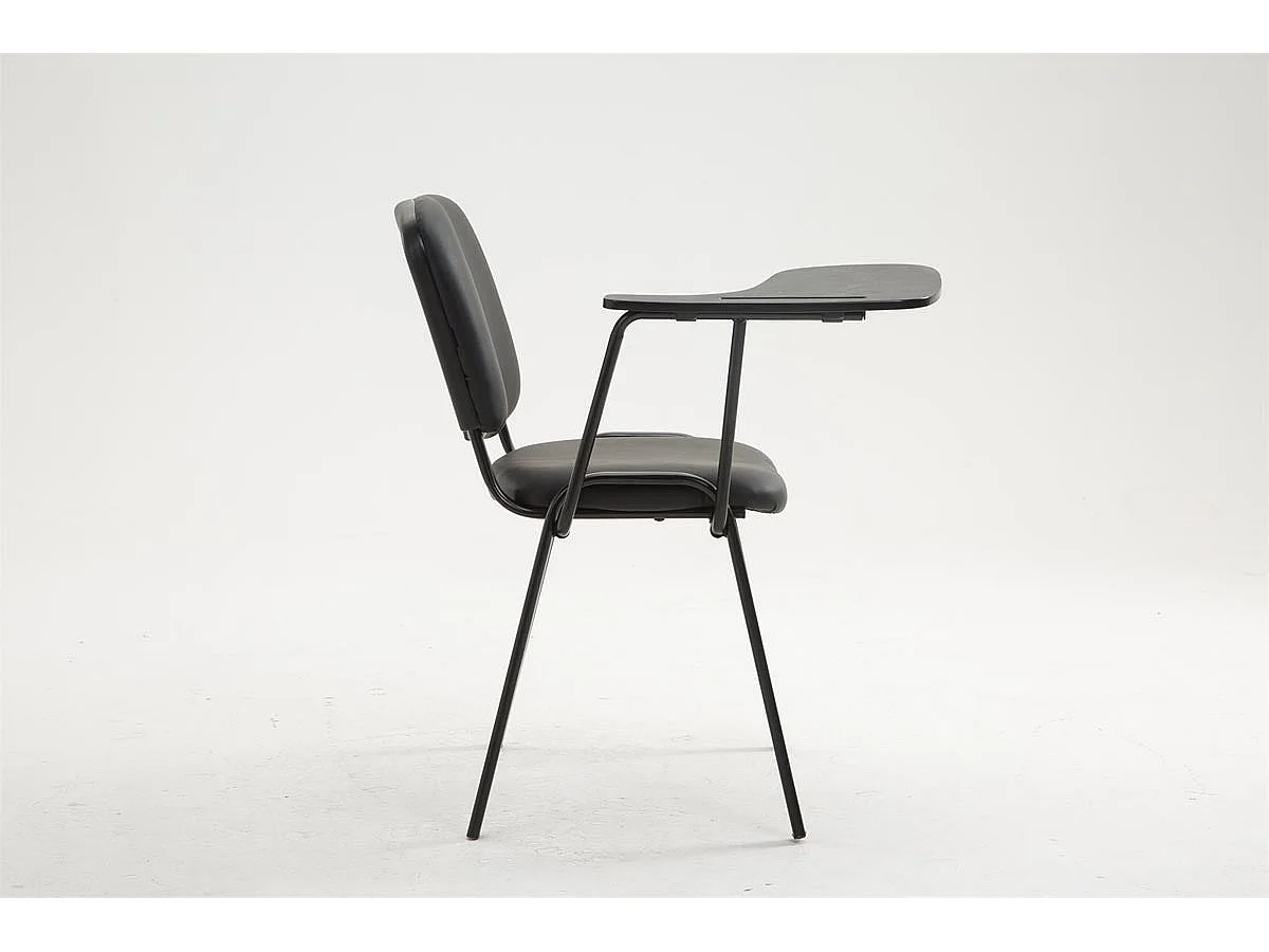 Silla de visita con mesita plegable escritorio polipiel negro y soporte de metal negro M10_001950