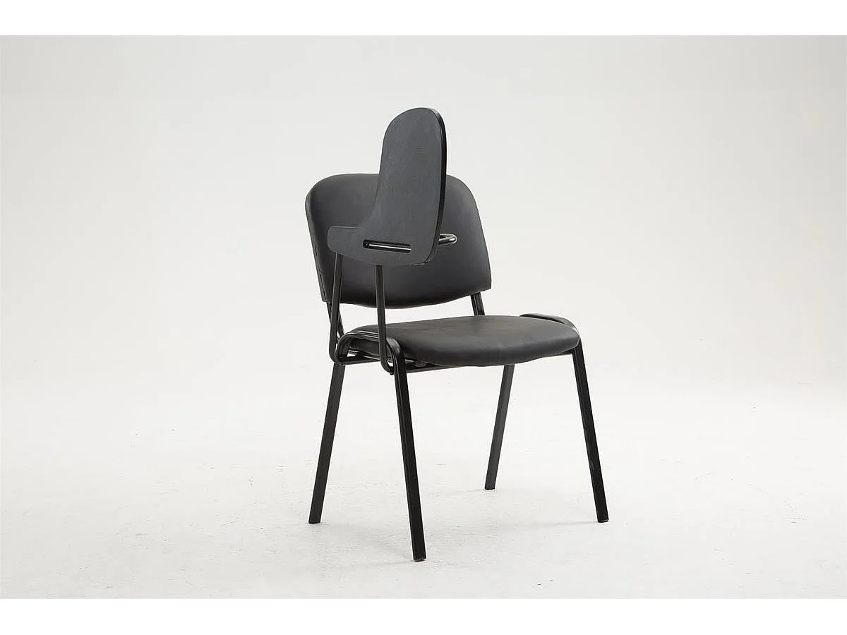 Silla de visita con mesita plegable escritorio polipiel negro y soporte de metal negro M10_001950