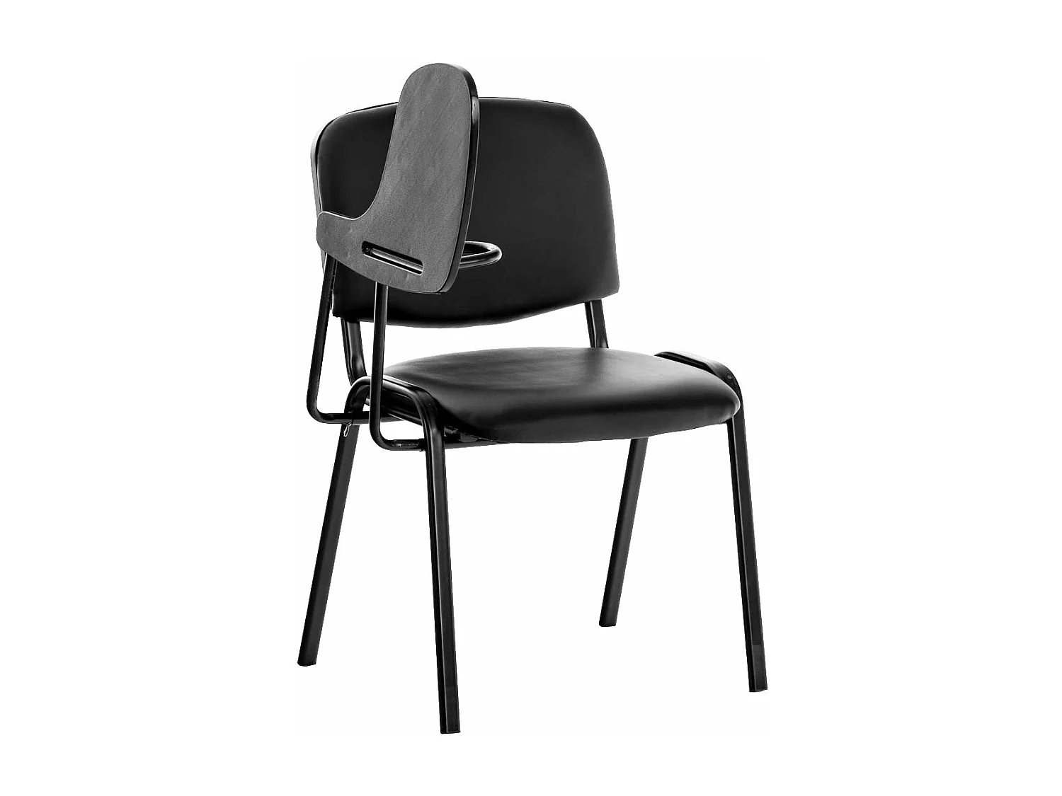 Silla de visita con mesita plegable escritorio polipiel negro y soporte de metal negro M10_001950