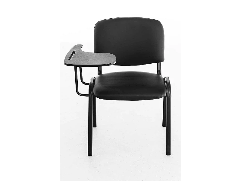 Silla de visita con mesita plegable escritorio polipiel negro y soporte de metal negro M10_001950