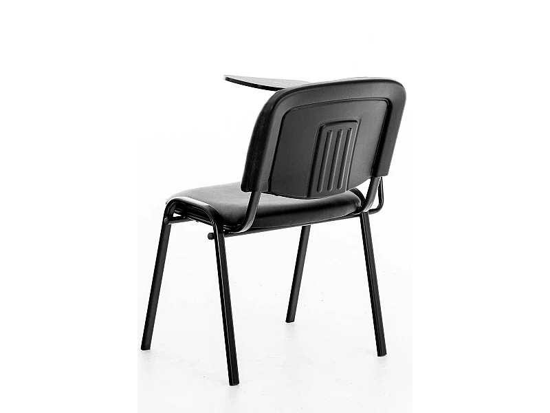 Silla de visita con mesita plegable escritorio polipiel negro y soporte de metal negro M10_001950