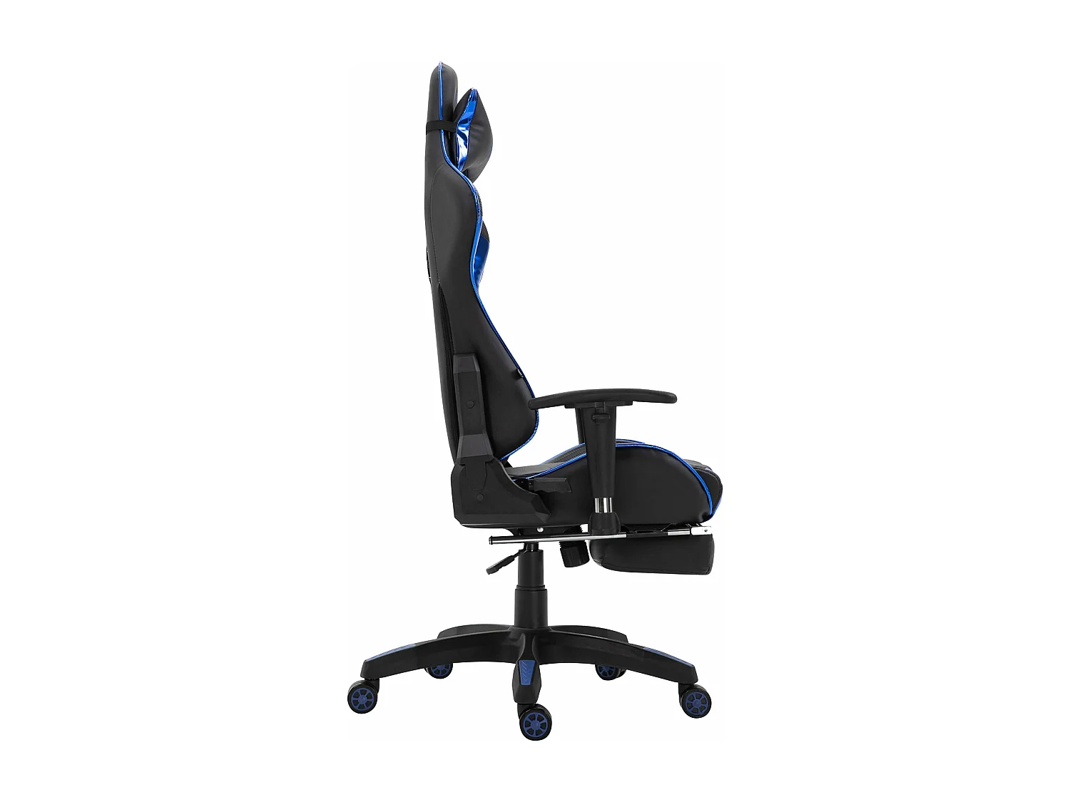 Silla de oficina con ruedas silla gaming reposapiés extraíble polipiel negro/azul metálico polipropileno M10_003308