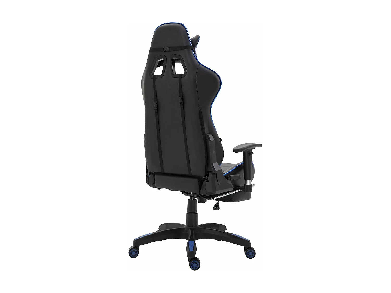Silla de oficina con ruedas silla gaming reposapiés extraíble polipiel negro/azul metálico polipropileno M10_003308