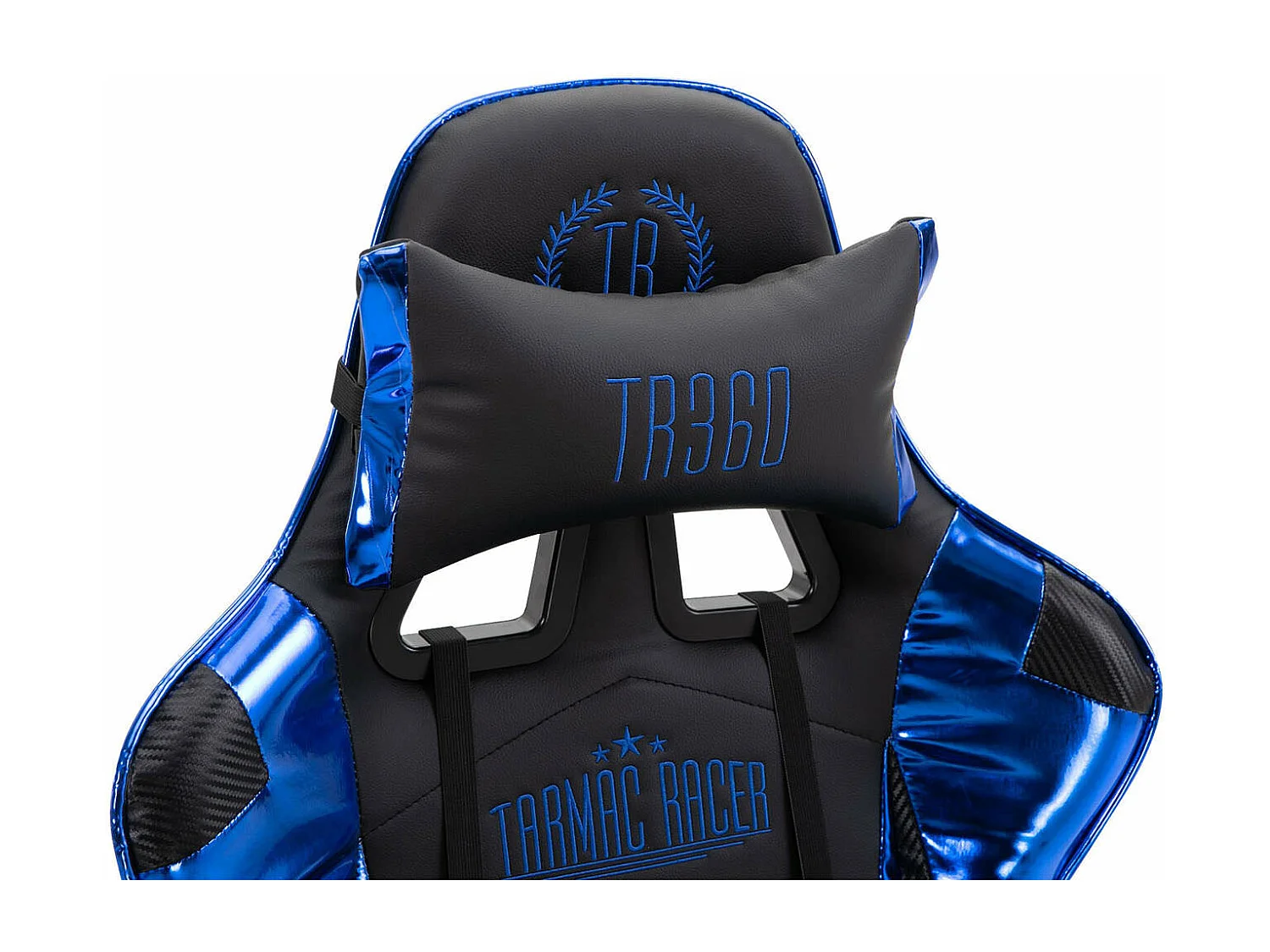 Silla de oficina con ruedas silla gaming reposapiés extraíble polipiel negro/azul metálico polipropileno M10_003308