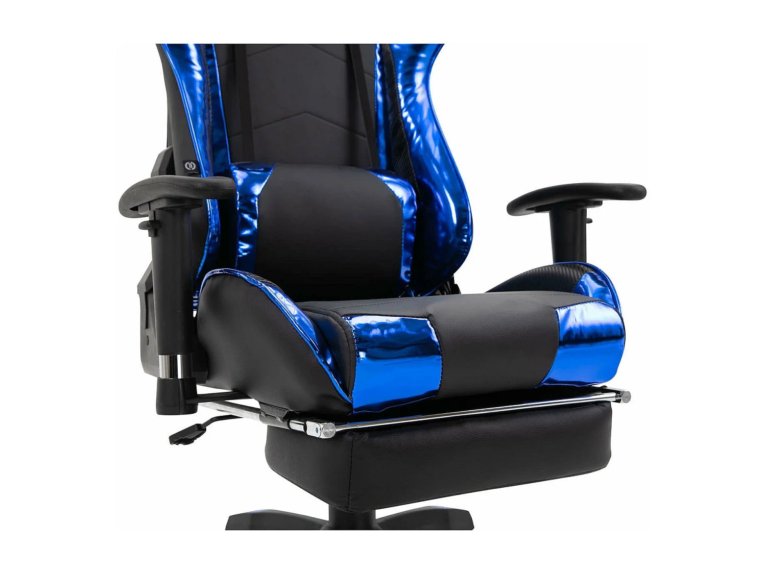Silla de oficina con ruedas silla gaming reposapiés extraíble polipiel negro/azul metálico polipropileno M10_003308