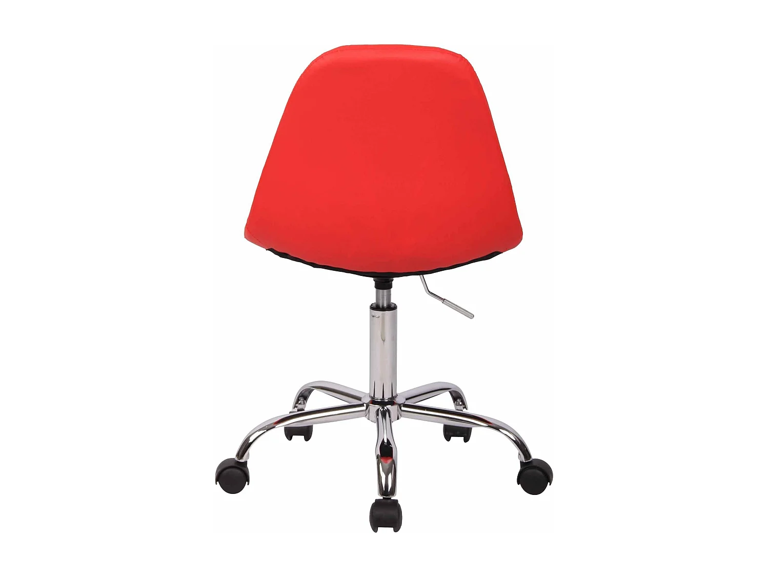 Silla de oficina con ruedas costuras decorativas rectangulares en polipiel rojo y metal cromado M10_002916