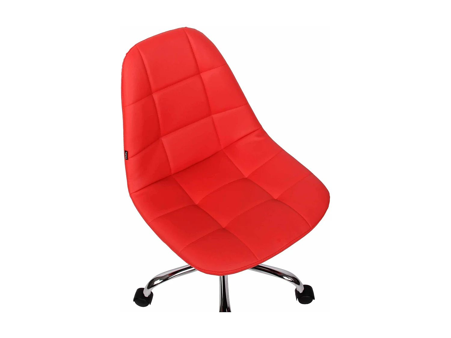 Silla de oficina con ruedas costuras decorativas rectangulares en polipiel rojo y metal cromado M10_002916