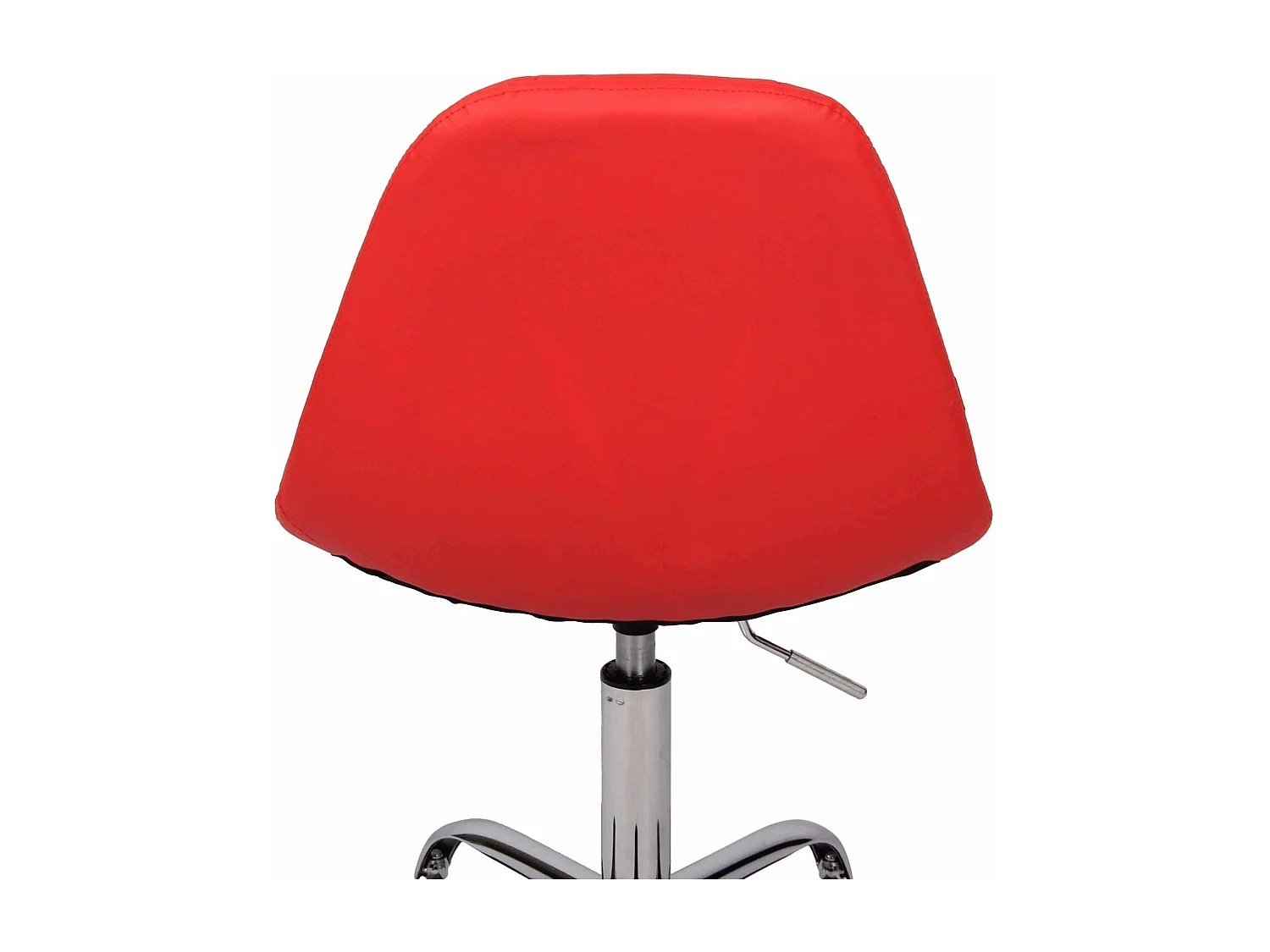 Silla de oficina con ruedas costuras decorativas rectangulares en polipiel rojo y metal cromado M10_002916