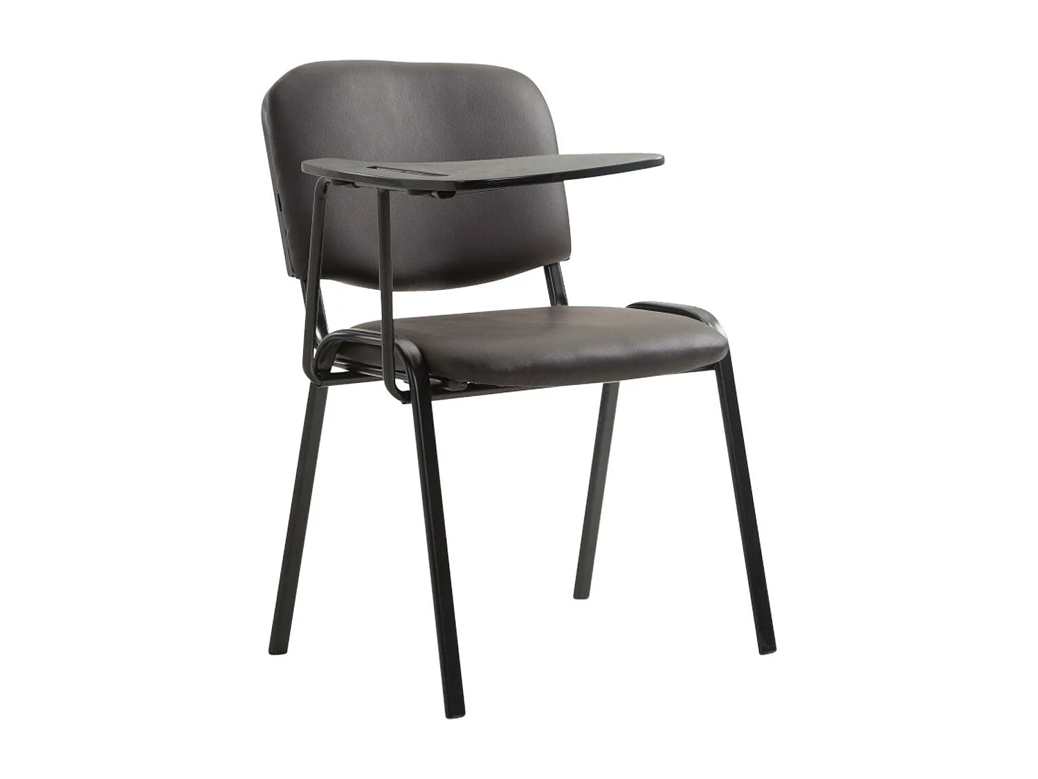 Silla de visita con mesita plegable escritorio polipiel marrón y soporte de metal negro M10_001948