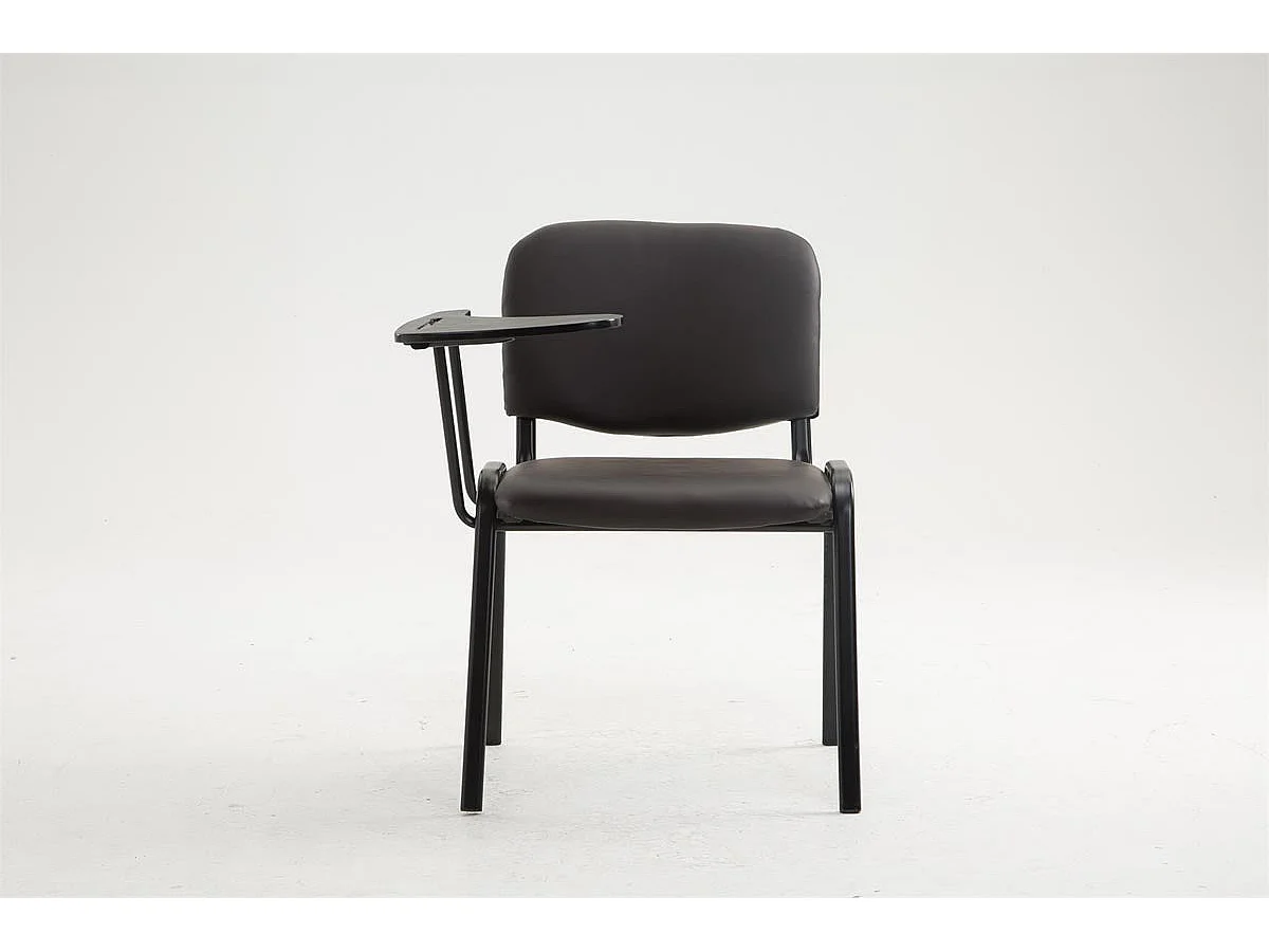 Silla de visita con mesita plegable escritorio polipiel marrón y soporte de metal negro M10_001948