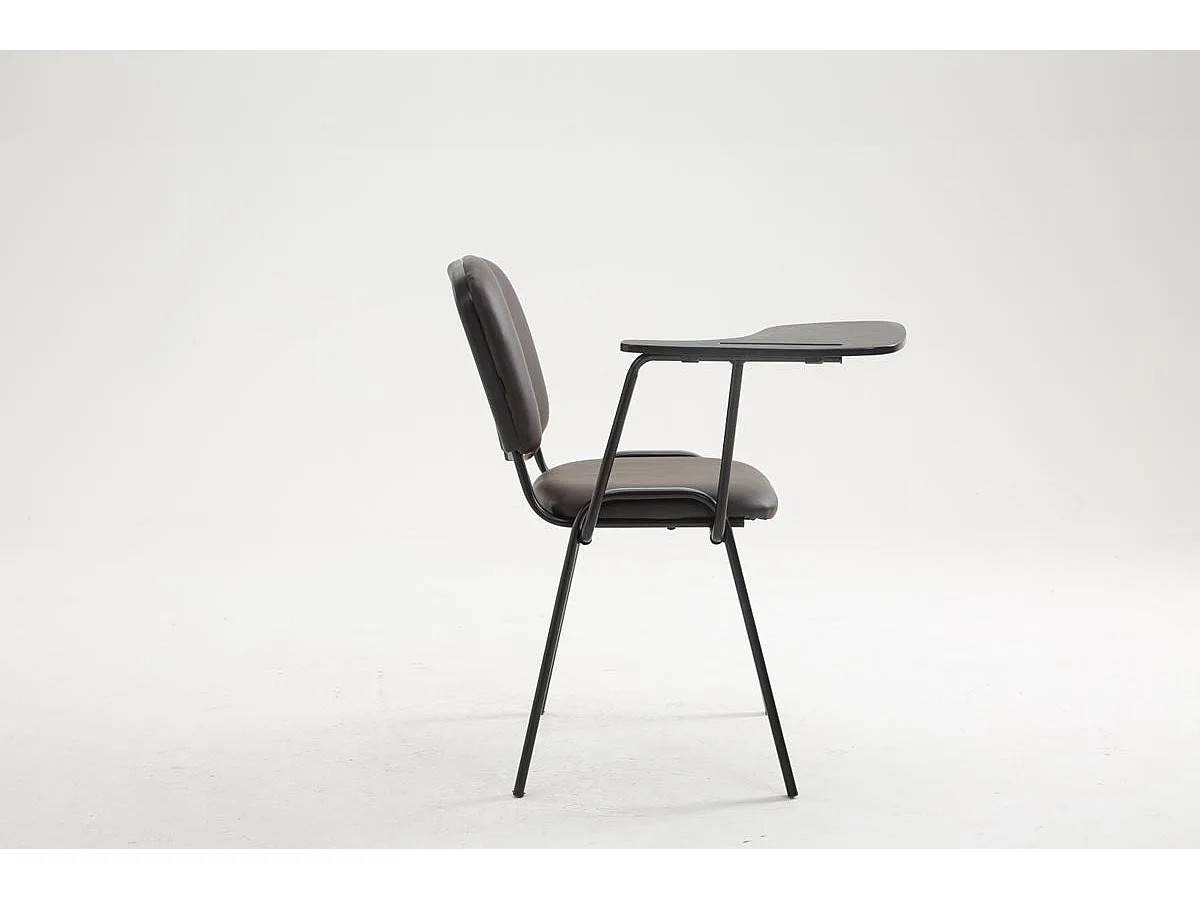 Silla de visita con mesita plegable escritorio polipiel marrón y soporte de metal negro M10_001948