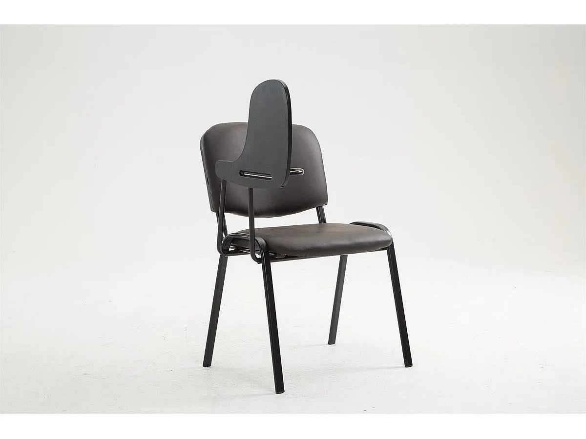 Silla de visita con mesita plegable escritorio polipiel marrón y soporte de metal negro M10_001948