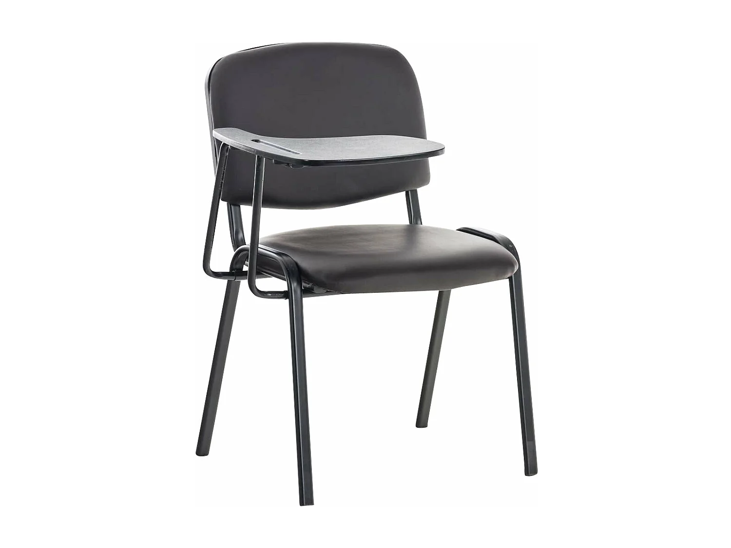 Silla de visita con mesita plegable escritorio polipiel marrón y soporte de metal negro M10_001948