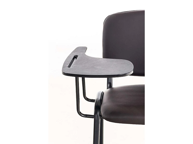 Silla de visita con mesita plegable escritorio polipiel marrón y soporte de metal negro M10_001948