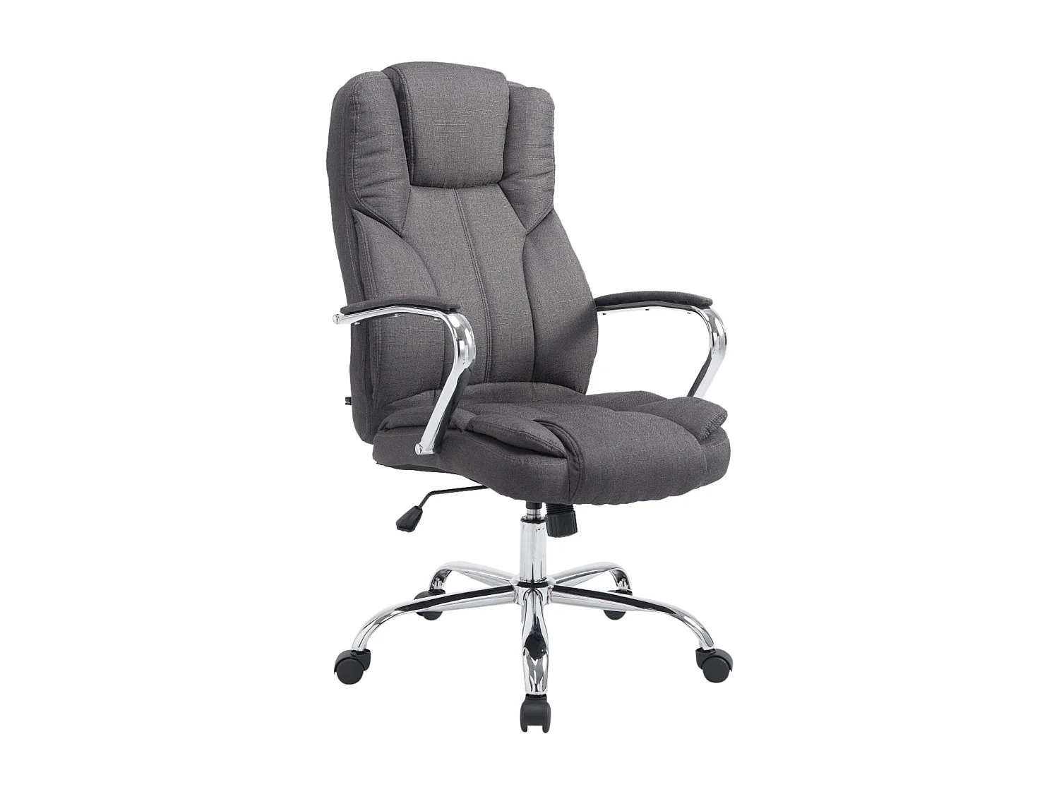Silla de oficina con ruedas ancho del asiento XXL en tela gris oscuro y metal cromado M10_003094