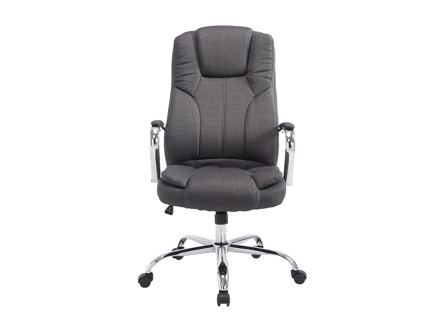 Silla de oficina con ruedas ancho del asiento XXL en tela gris oscuro y metal cromado M10_003094