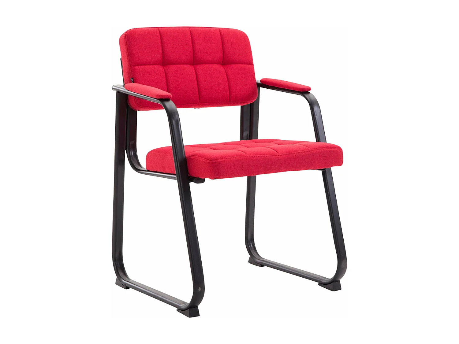 Silla de escritorio y oficina sin ruedas asiento ergonómico en tela roja y metal negro mate M10_002403