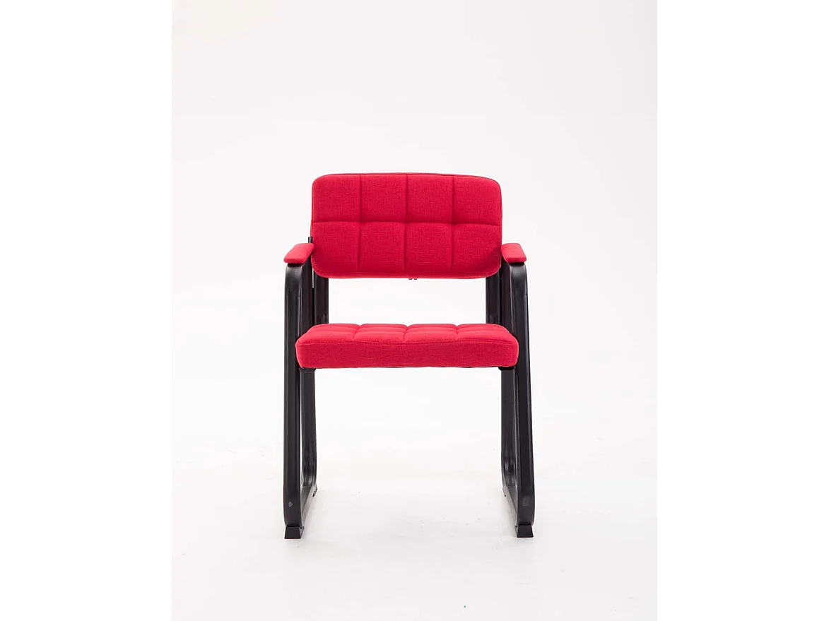 Silla de escritorio y oficina sin ruedas asiento ergonómico en tela roja y metal negro mate M10_002403