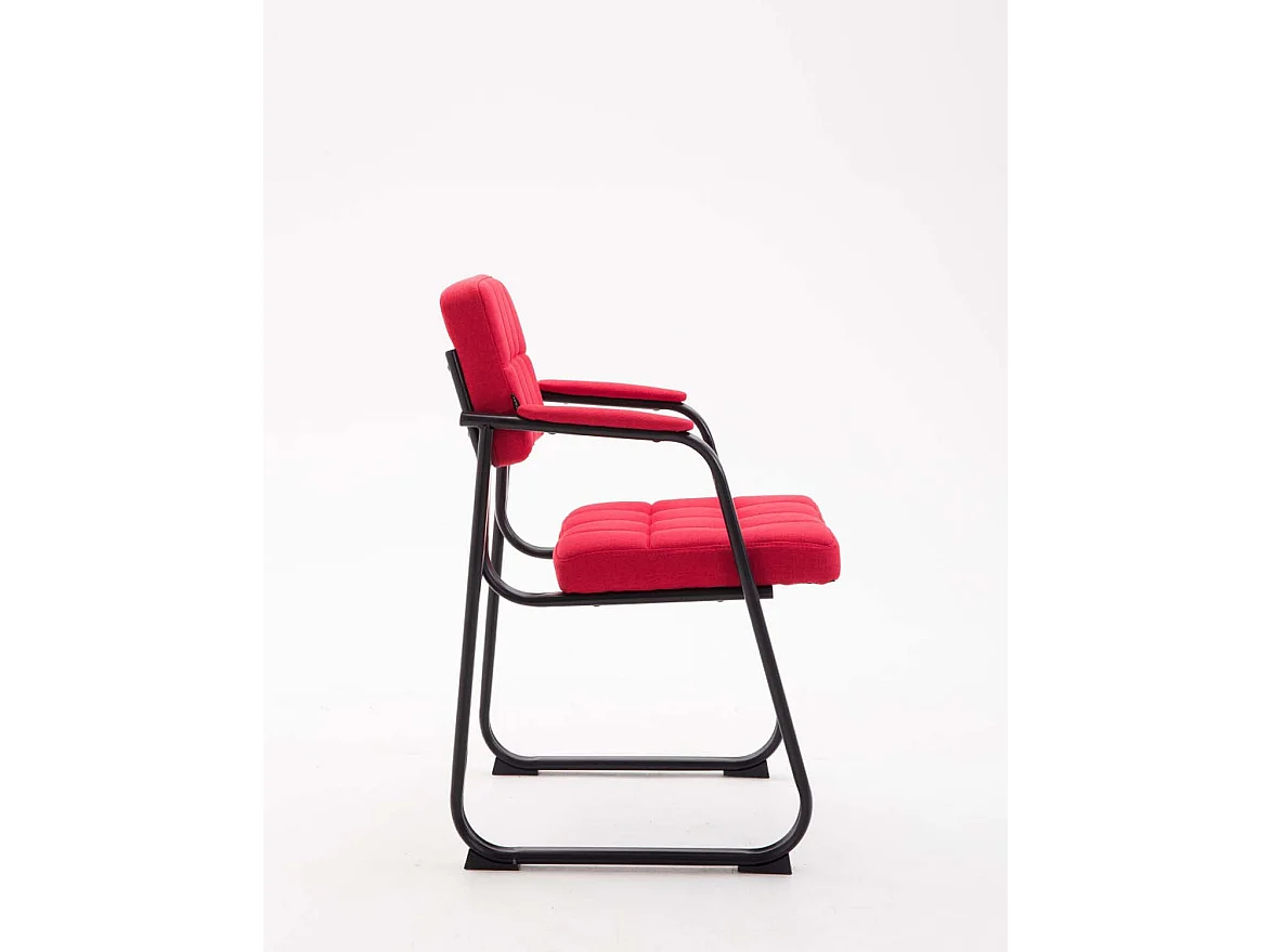 Silla de escritorio y oficina sin ruedas asiento ergonómico en tela roja y metal negro mate M10_002403