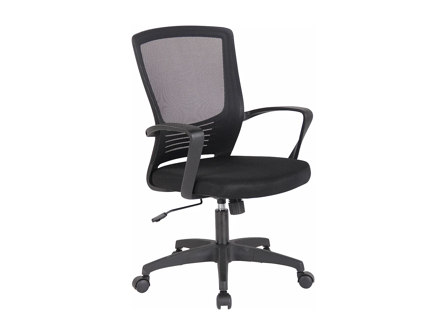 Silla de escritorio y oficina con ruedas respaldo ergonómicamente curvado en microfibra negra M10_002706