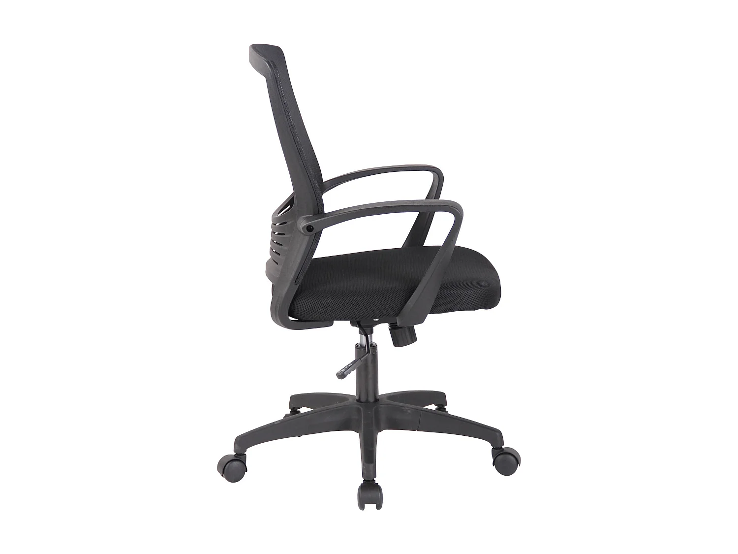 Silla de escritorio y oficina con ruedas respaldo ergonómicamente curvado en microfibra negra M10_002706