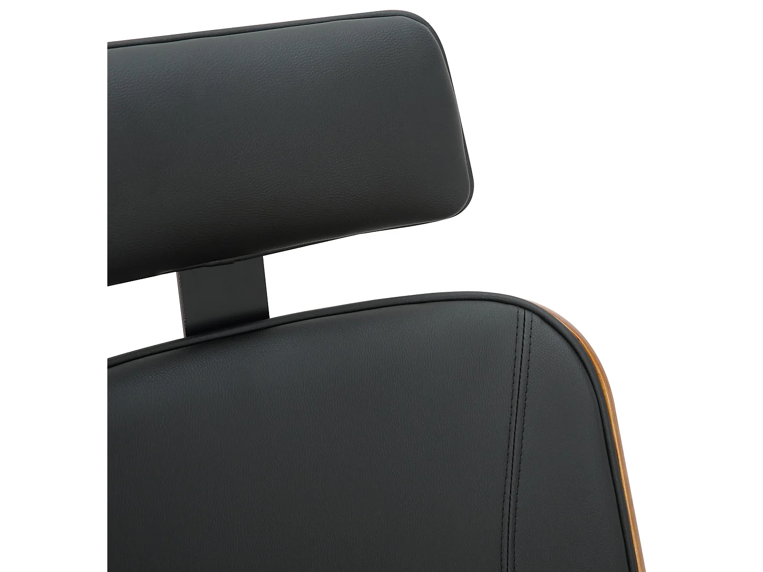 Silla de escritorio y oficina con ruedas reposacabezas polipiel negro estructura color nogal metal M10_002654