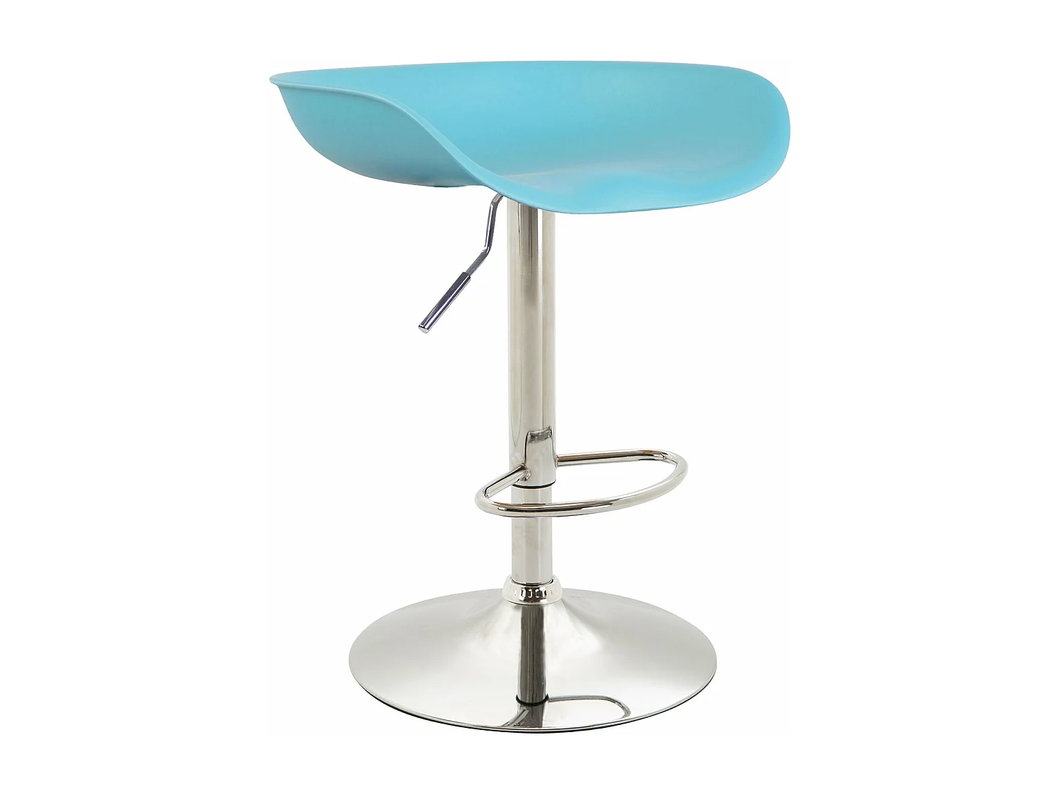 Set de 4 taburetes de bar con placa circular plástico azul metal cromado M10_001815
