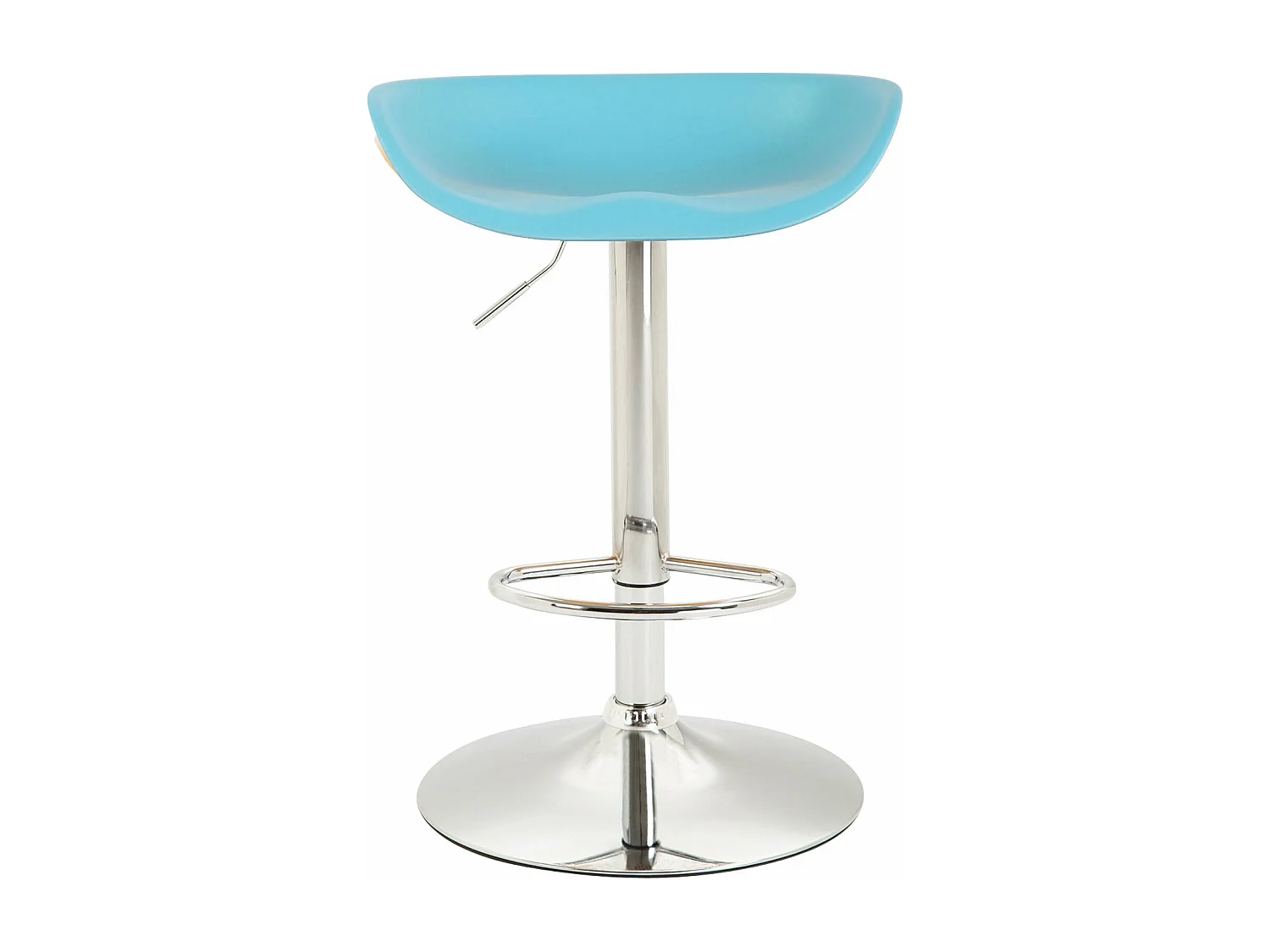 Set de 4 taburetes de bar con placa circular plástico azul metal cromado M10_001815