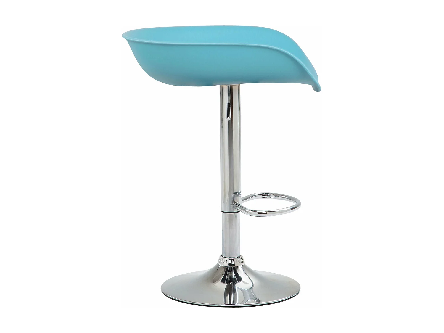 Set de 4 taburetes de bar con placa circular plástico azul metal cromado M10_001815