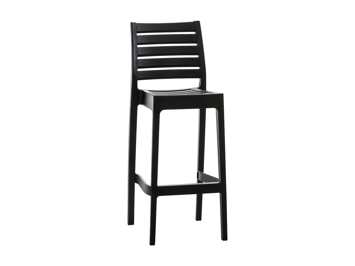Taburete de bar silla alta con reposapiés para el exterior apilable plástico negro polipropileno M10_003707