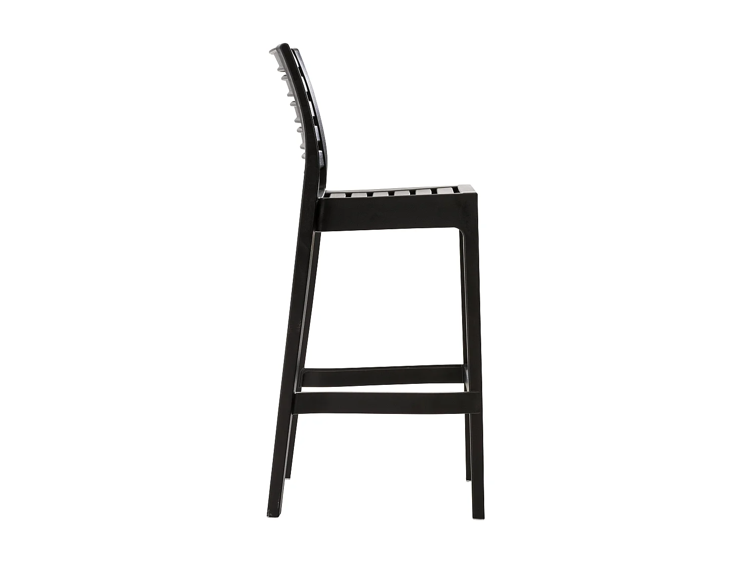 Taburete de bar silla alta con reposapiés para el exterior apilable plástico negro polipropileno M10_003707
