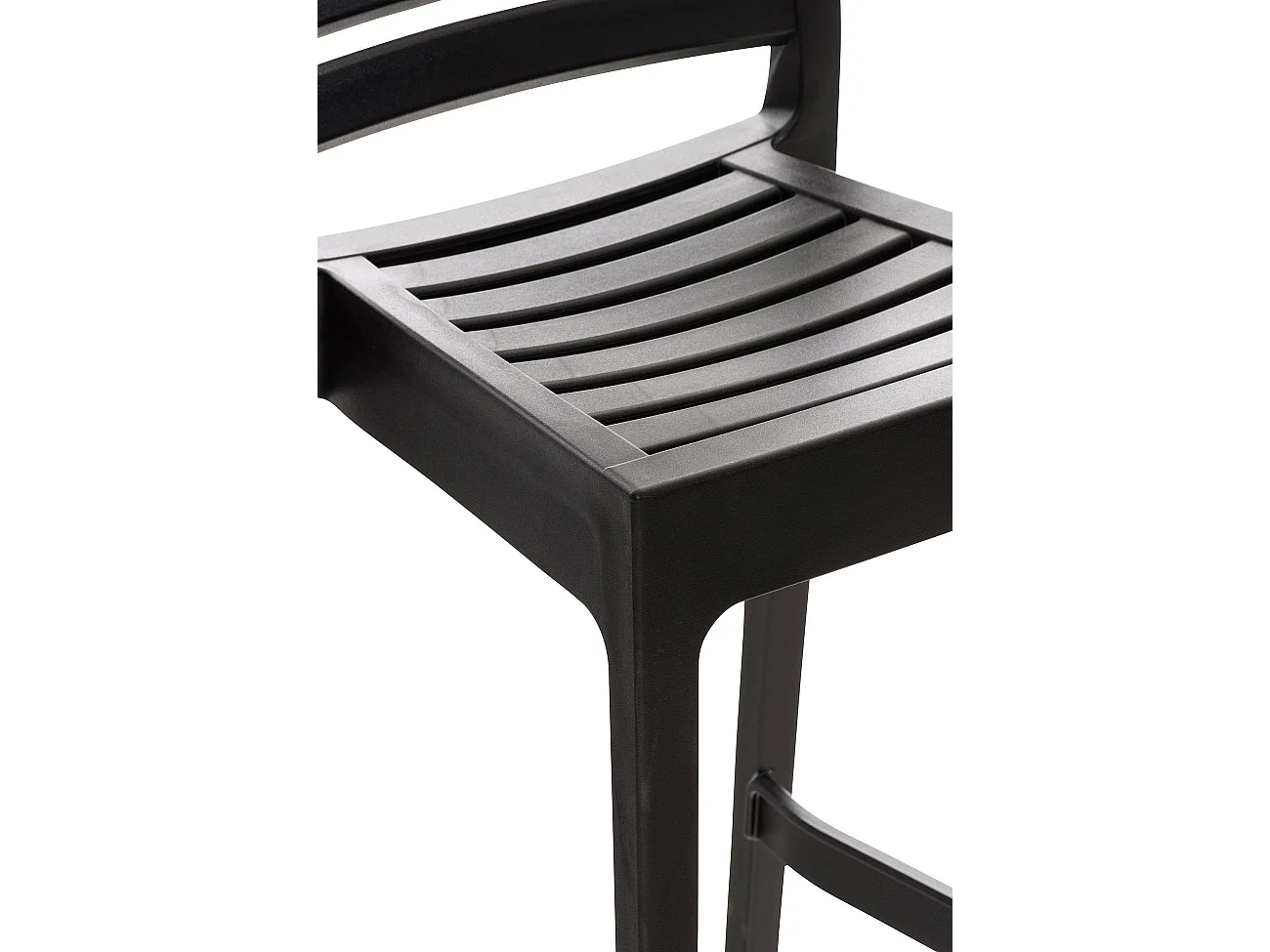 Taburete de bar silla alta con reposapiés para el exterior apilable plástico negro polipropileno M10_003707