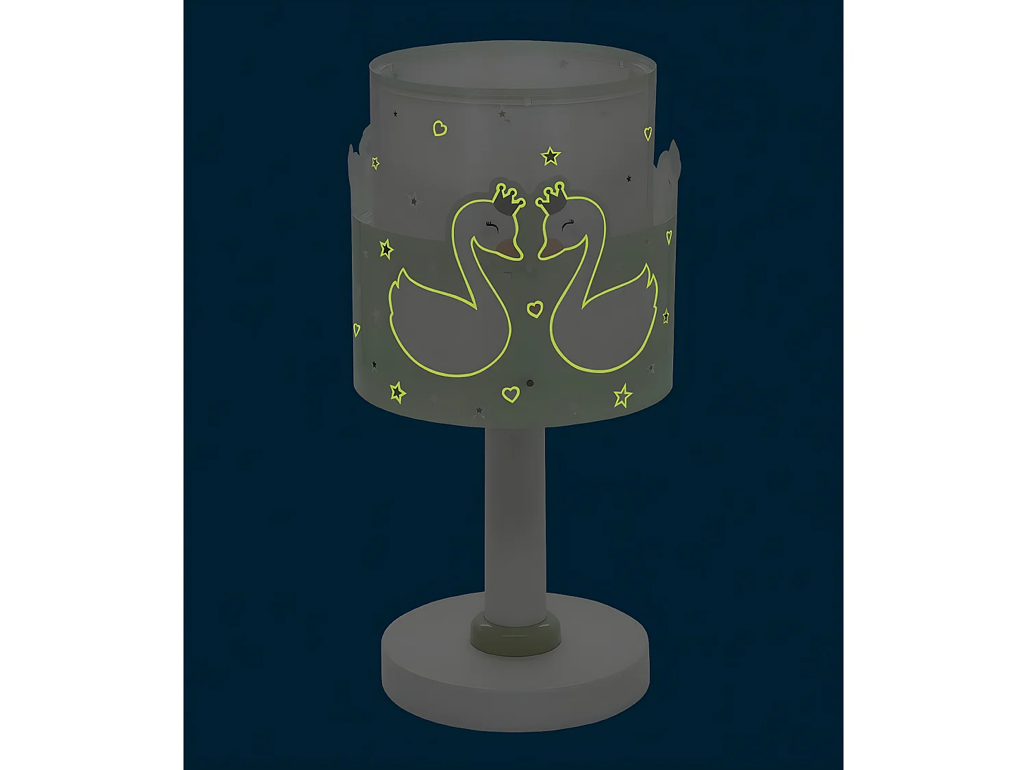 Lámpara infantil de mesita Sweet Love cisnes verdes | DALBER