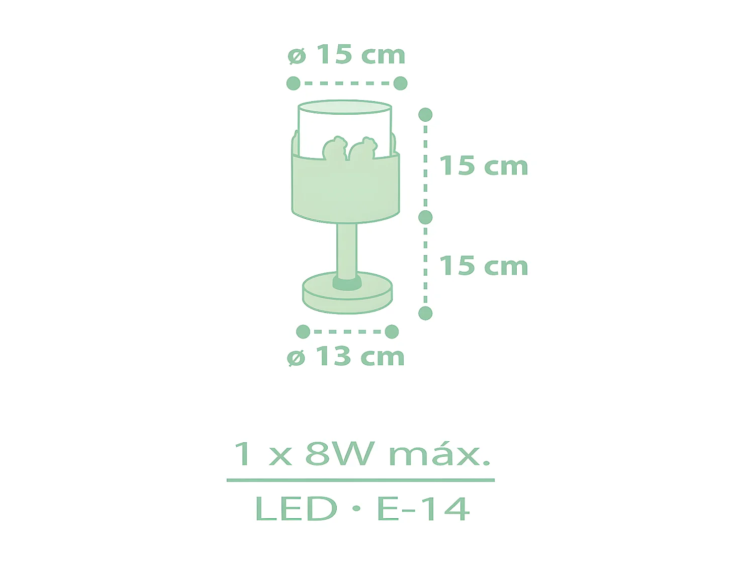 Lámpara infantil de mesita Sweet Love cisnes verdes | DALBER
