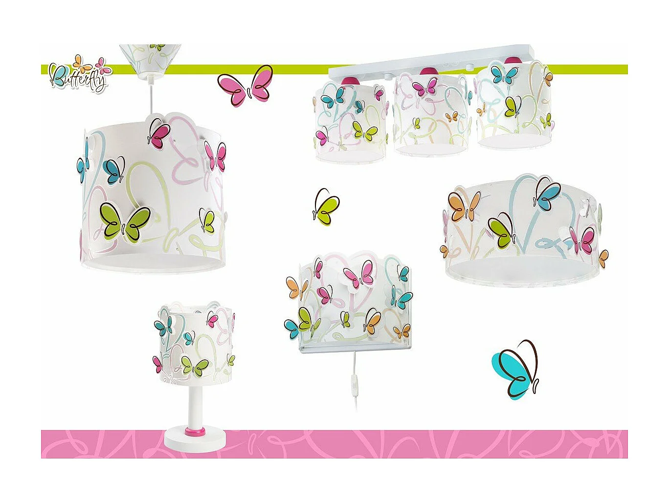 Lámpara de mesita Butterfly Mariposas Multicolor | DALBER