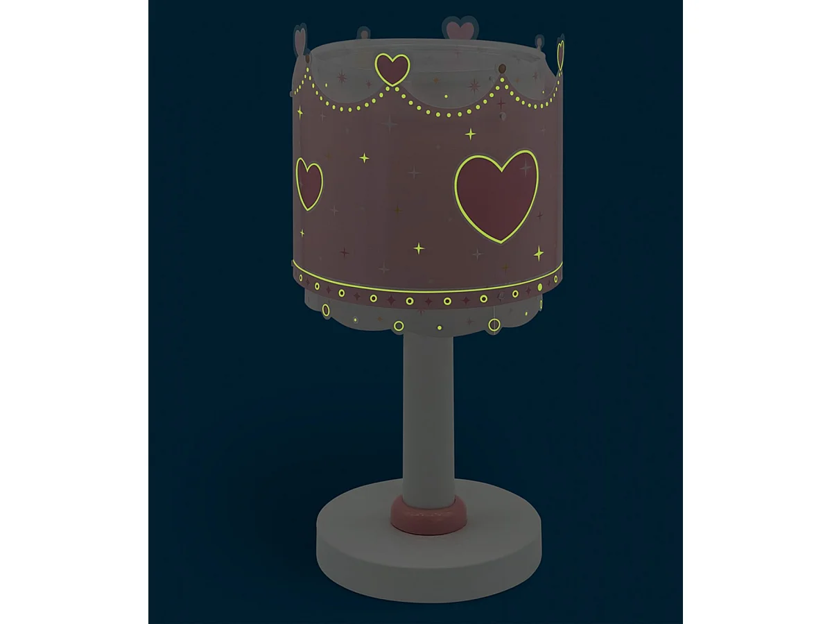 Lampada da tavolo per bambini Little Queen corona cuori rosa | DALBER