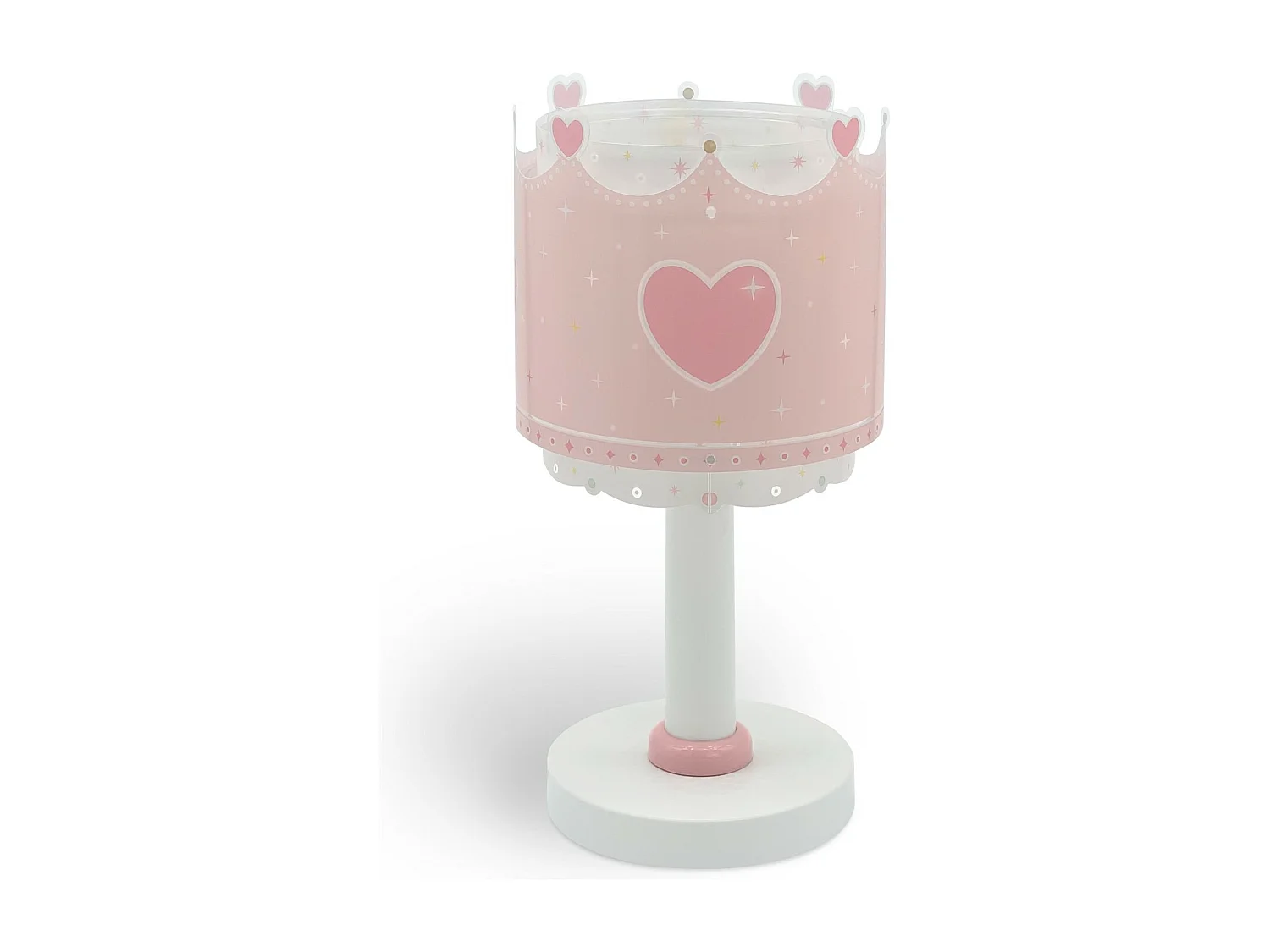 Lampada da tavolo per bambini Little Queen corona cuori rosa | DALBER