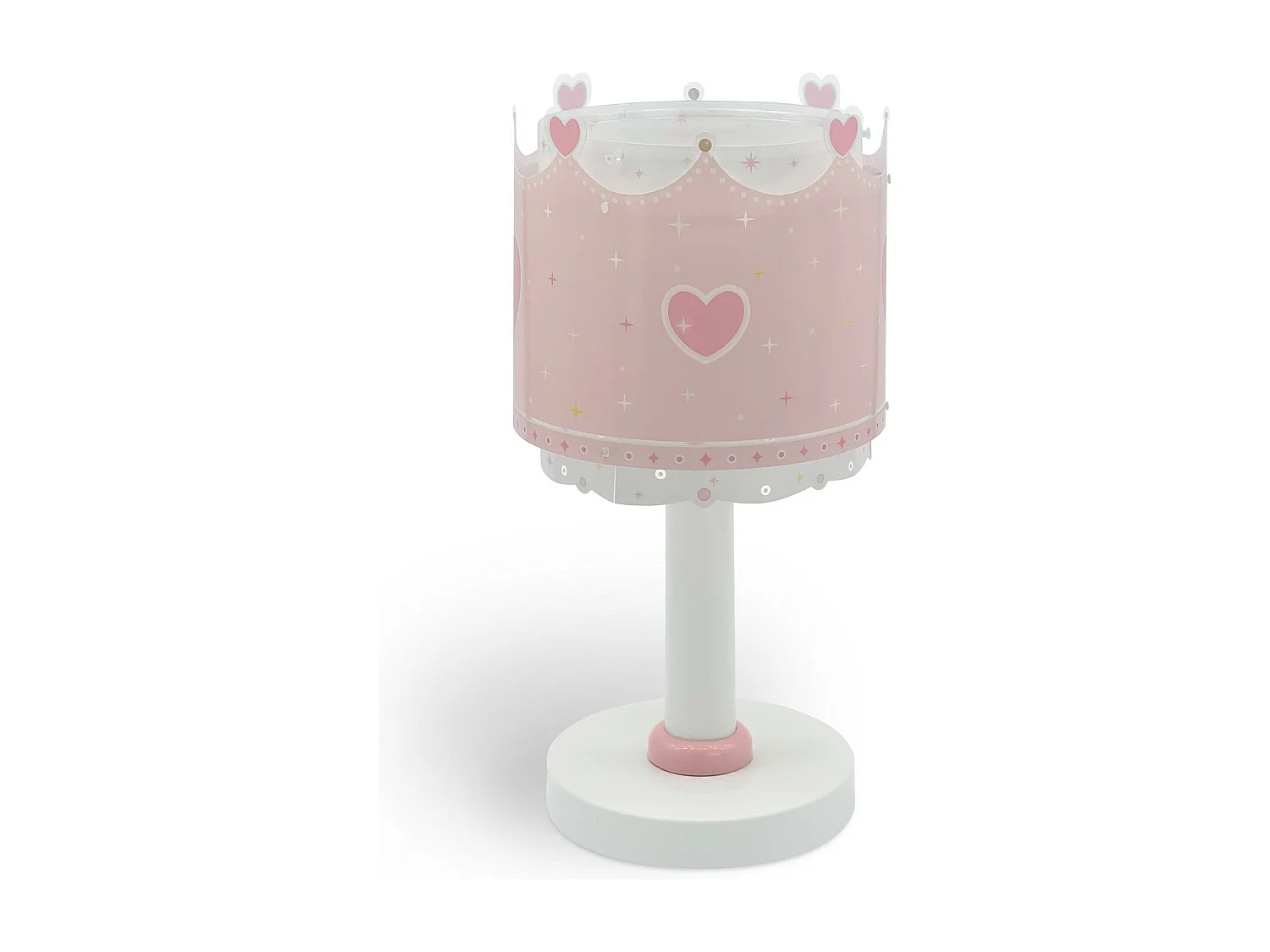 Lampada da tavolo per bambini Little Queen corona cuori rosa | DALBER