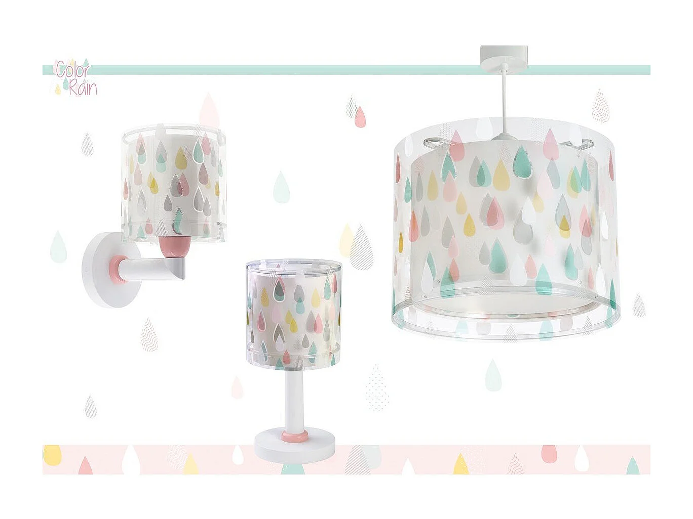 Lámpara de mesita de noche Color Rain Gotas Agua Multicolor | DALBER