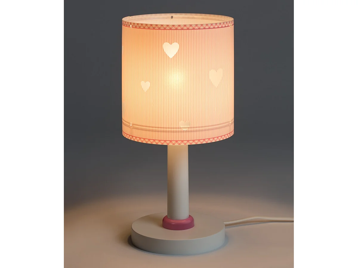 Lampe de chevet pour enfants Sweet Dreams coeurs rose